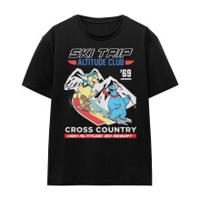 (L, Black) Sesame Street Womens/Ladies Apres Ski Big Bird & Cookie Monster T-Shirt