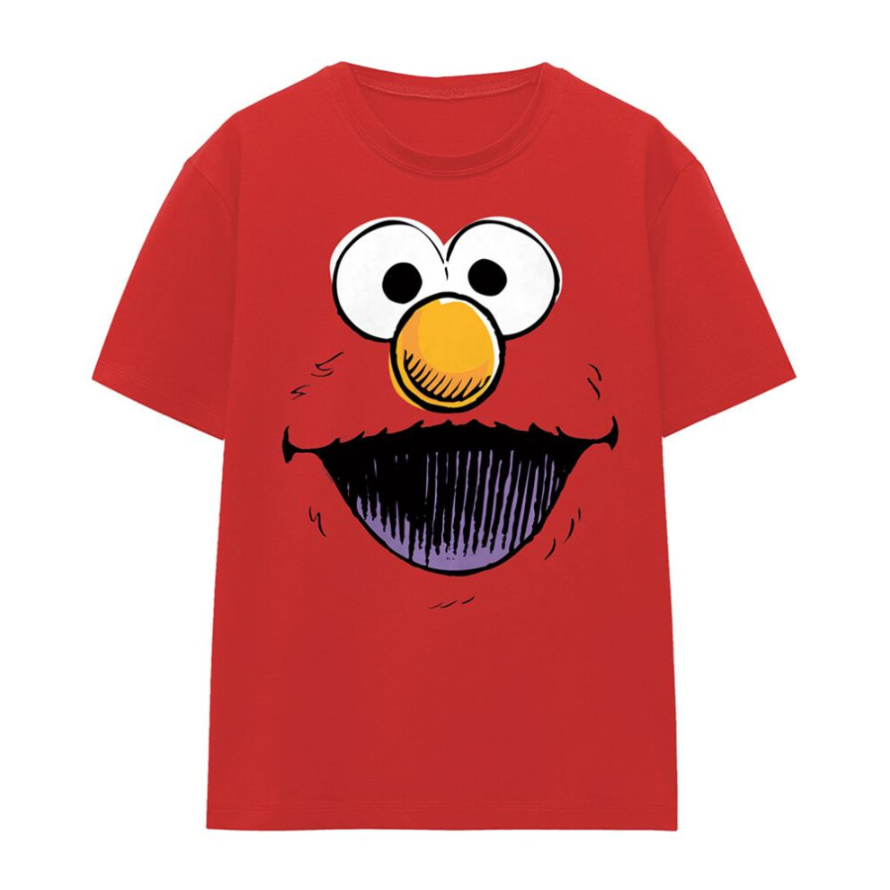 Sesame Street (Xl, ) Womens/Ladies Retro Elmo Sketch Face T-Shirt Red