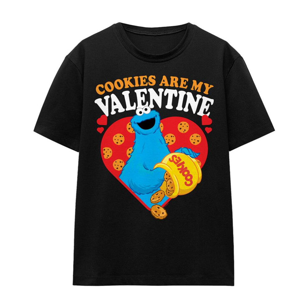 Sesame Street (Xl, ) Womens/Ladies Cookies Are My Valentine T-Shirt Black