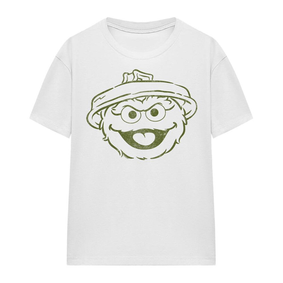 Sesame Street (S, White) Womens/Ladies Oscar The Grouch Mono T-Shirt