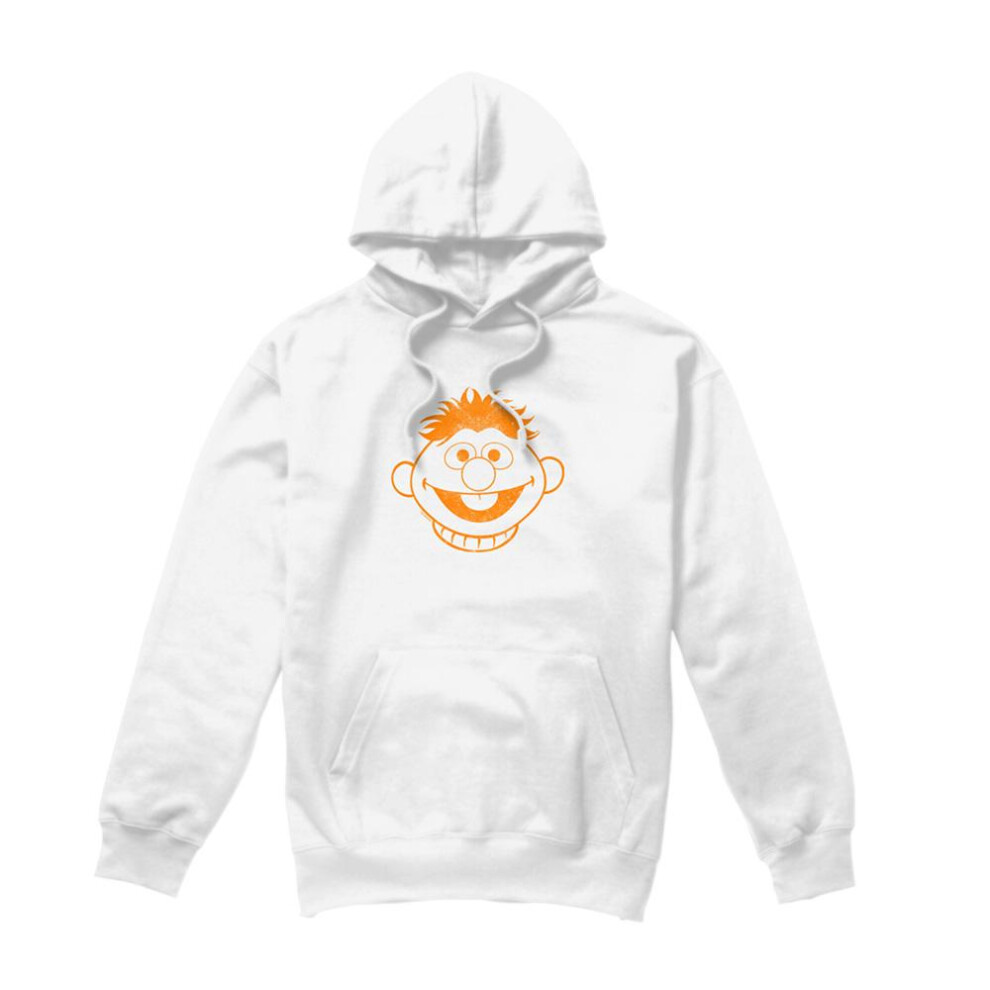 Sesame Street (Xxl, ) Unisex Adult Ernie Kawaii Face Hoodie White