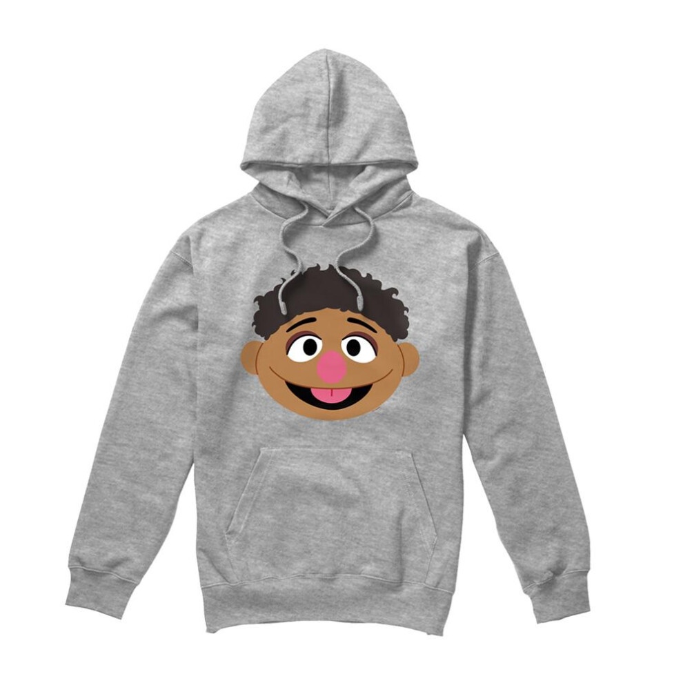 Sesame Street (M, Athletic Heather) Unisex Adult Tamir Face Heather Hoodie Multicoloured