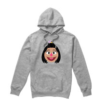 (L, Athletic Heather) Sesame Street Unisex Adult Ji-Young Face Heather Hoodie