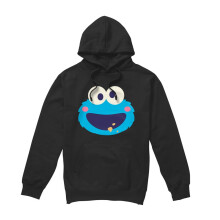 (M, Black) Sesame Street Unisex Adult Cookie Monster Kawaii Face Hoodie