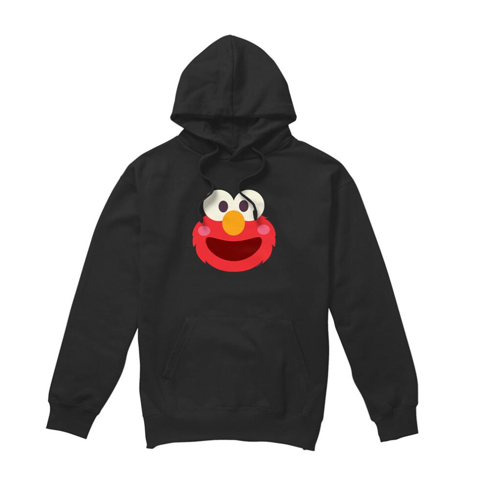 Sesame Street (S, ) Unisex Adult Elmo Kawaii Face Hoodie Black