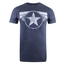 (L, Heather Navy) Captain America Mens Logo Heather T-Shirt