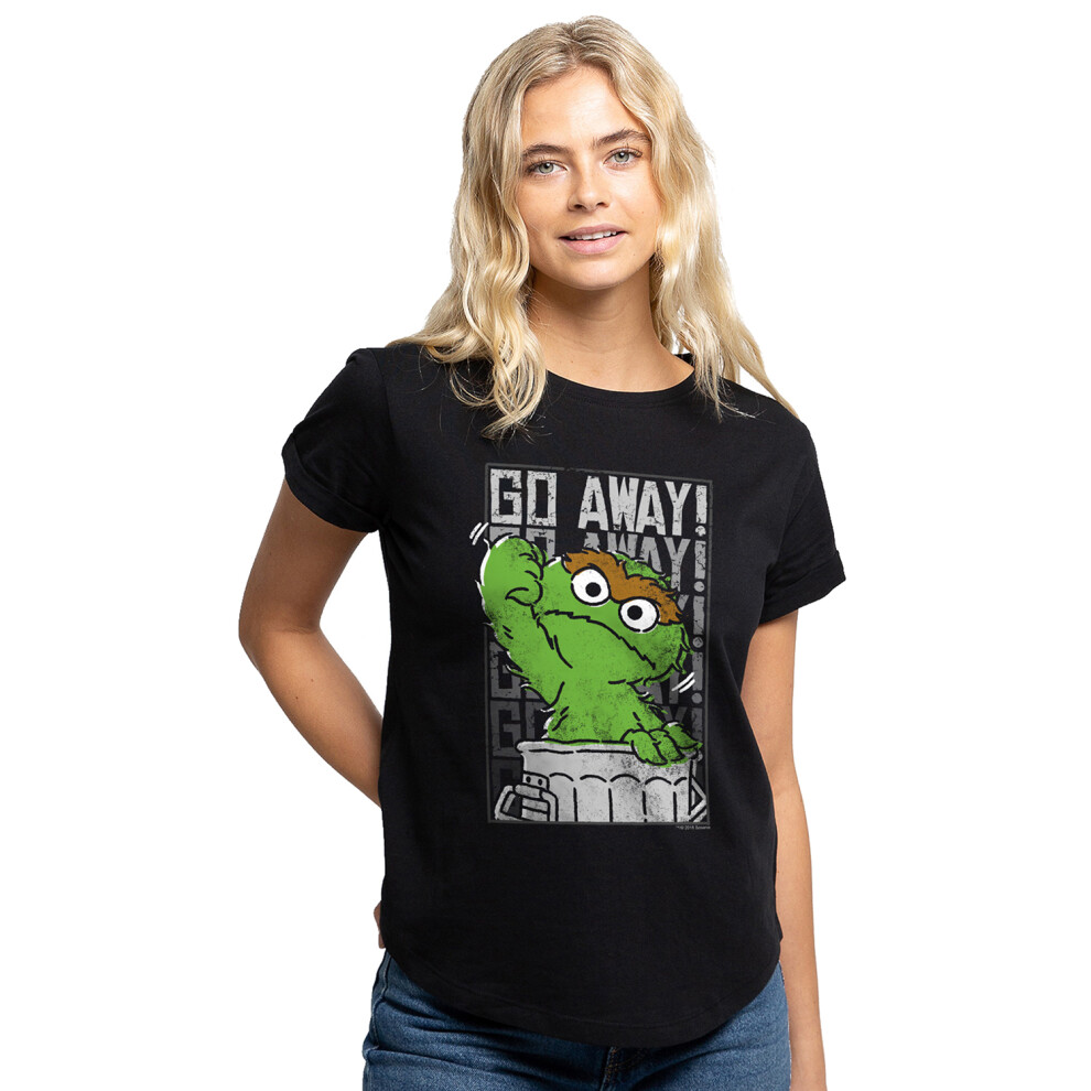 Sesame Street (Xxl, ) Womens/Ladies Go Away Classic T-Shirt Black