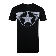 (S, Black) Captain America Mens Logo T-Shirt