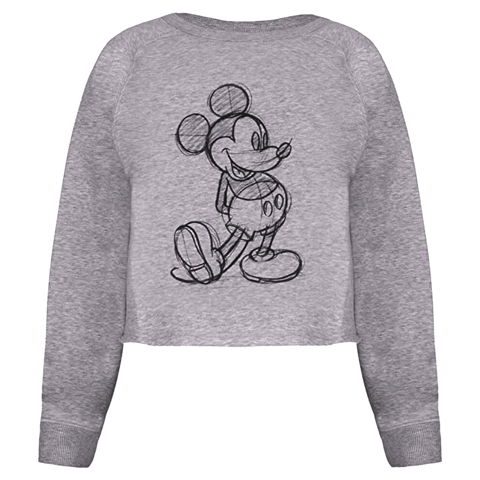 Disney (S, Sports ) Womens/Ladies Mickey Mouse Sketch Crop Sweatshirt Grey