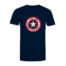(M, Heather Navy) Captain America Mens Shield T-Shirt