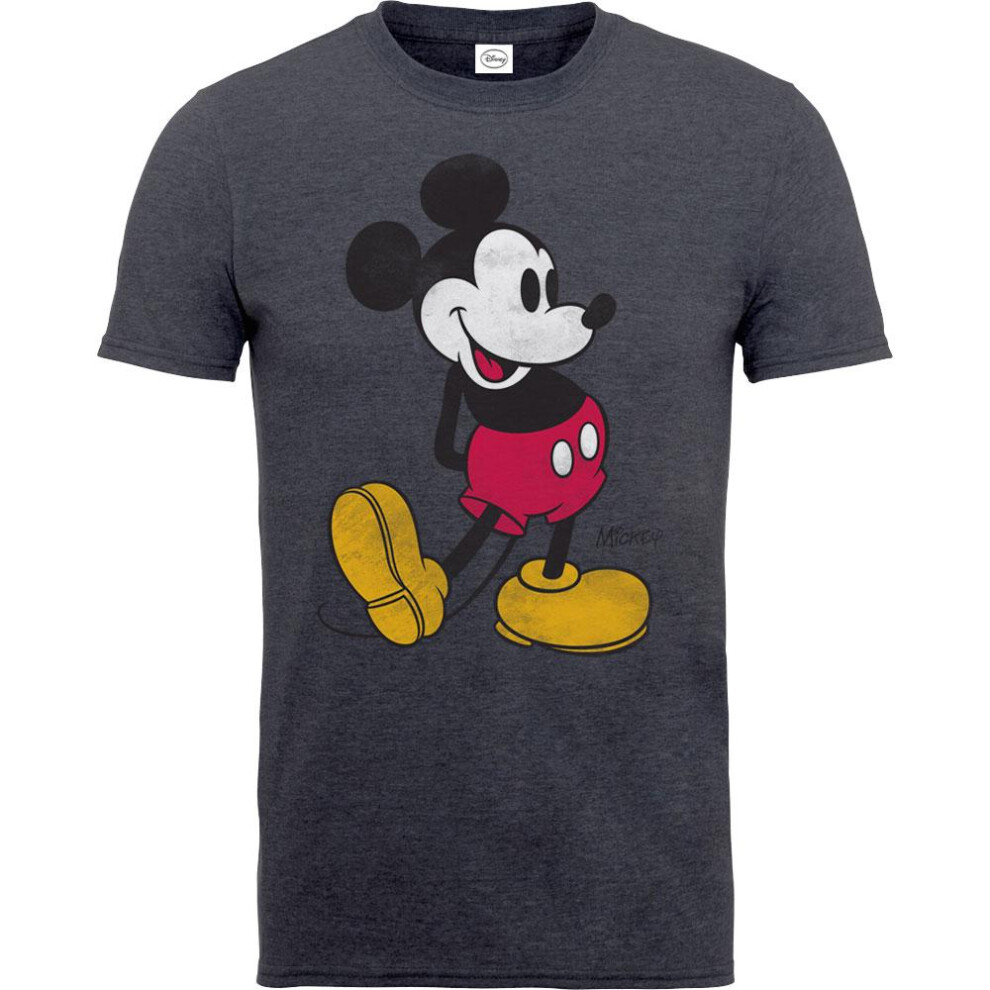 Disney (S, Charcoal Grey) Unisex Adult Mickey Mouse Vintage T-Shirt
