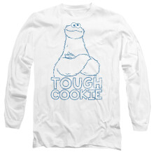 (S, White) Sesame Street Unisex Adult Tough Cookie Long-Sleeved T-Shirt