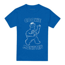 (L, Royal Blue) Sesame Street Unisex Adult Simple Cookie T-Shirt
