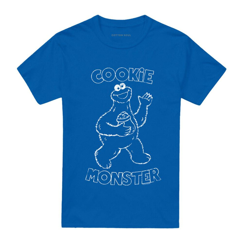 Sesame Street (3Xl, Royal ) Unisex Adult Simple Cookie T-Shirt Blue