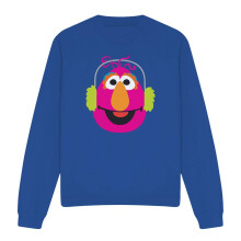(M, Royal Blue) Sesame Street Unisex Adult Telly Monster Nutcracker Christmas Sweatshirt