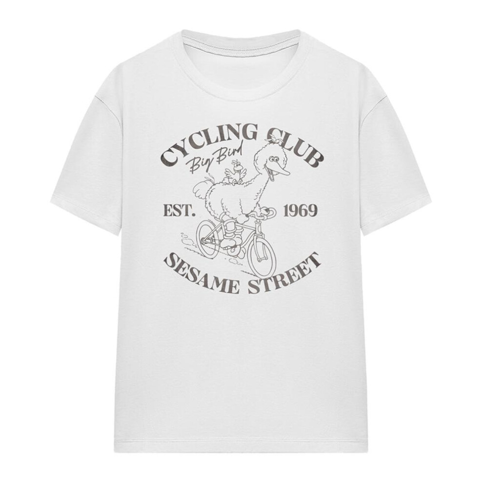 Sesame Street (Xxl, White) Womens/Ladies Cycling Club Big Bird T-Shirt