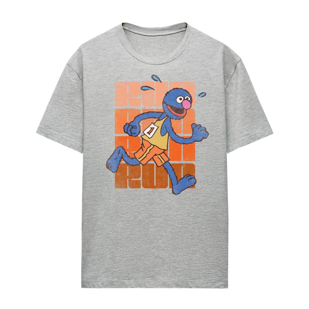 Sesame Street (L, Athletic Heather) Womens/Ladies Run Run Grover Heather T-Shirt