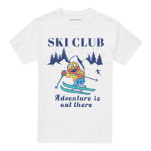 (M, White) Sesame Street Unisex Adult Ski Club Adventure Elmo T-Shirt
