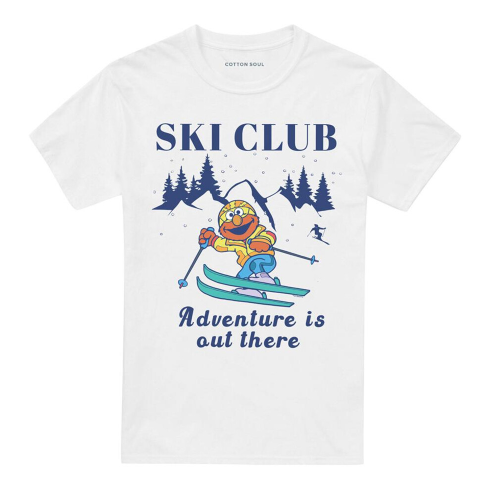 Sesame Street (Xxl, ) Unisex Adult Ski Club Adventure Elmo T-Shirt White