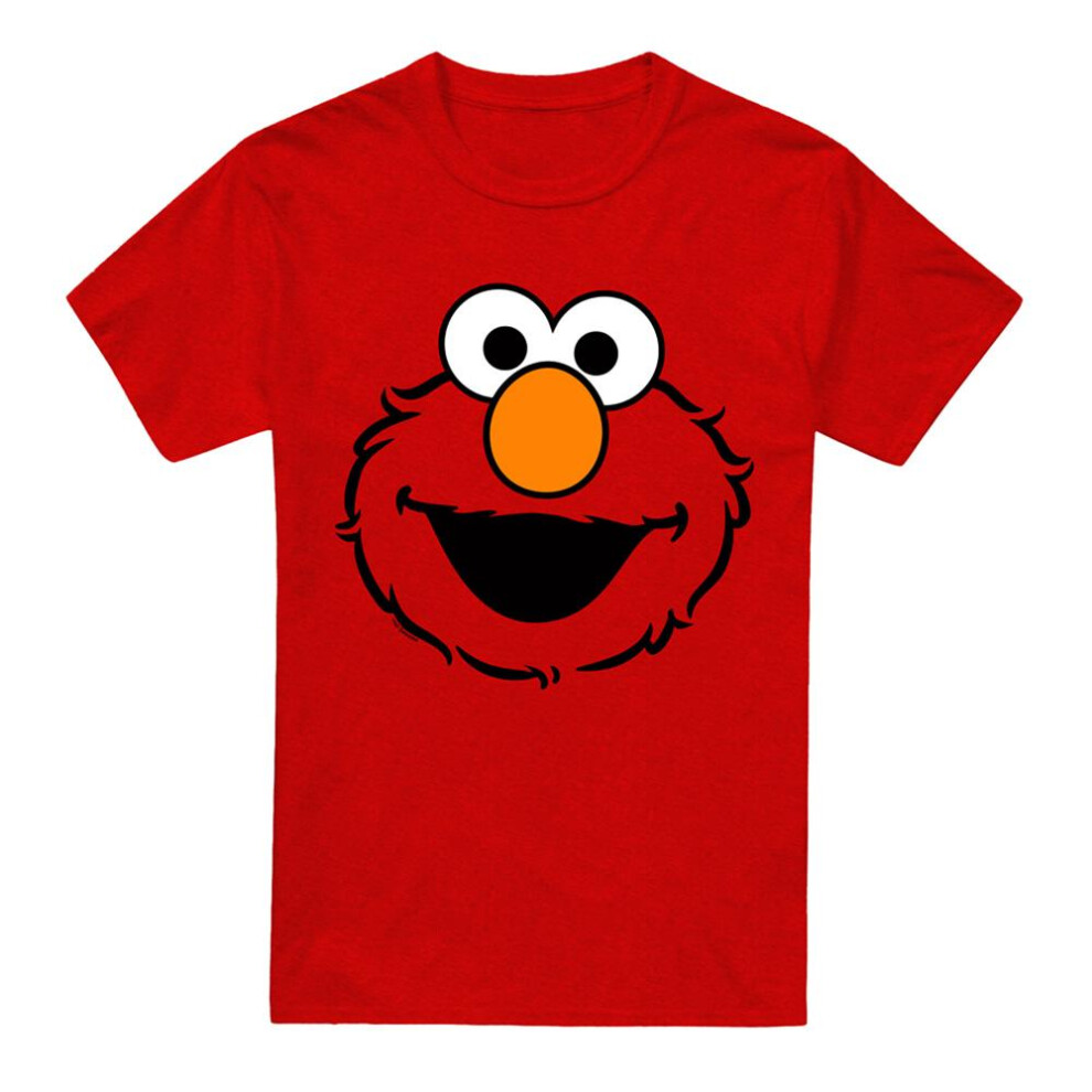 Sesame Street (Xxl, ) Unisex Adult Elmo Full Face Heather T-Shirt Red