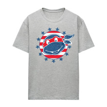 (XXL, Athletic Heather) Teenage Mutant Ninja Turtles Womens/Ladies Headshot Heather 4th of July T-Shirt