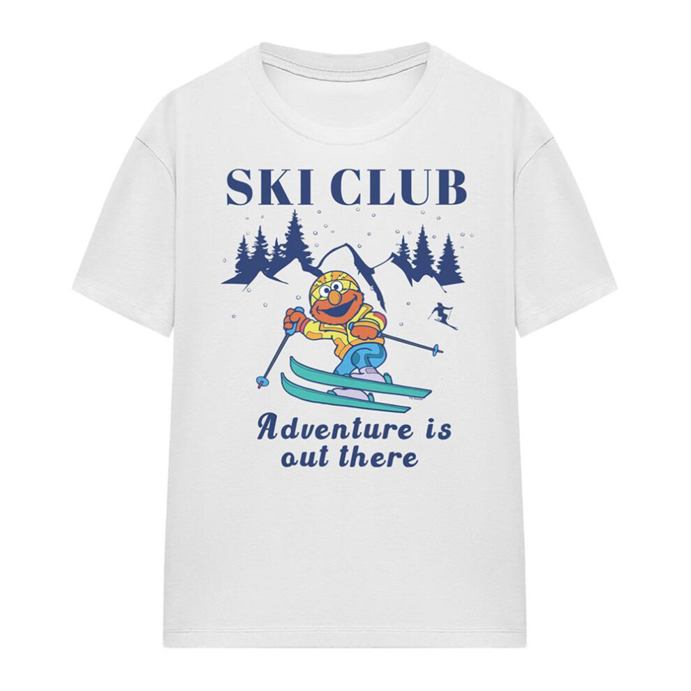 Sesame Street (Xxl, ) Womens/Ladies Ski Club Adventure Elmo T-Shirt White