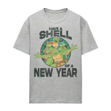 (S, Athletic Heather) Teenage Mutant Ninja Turtles Womens/Ladies Have A Shell Of A New Year Heather T-Shirt