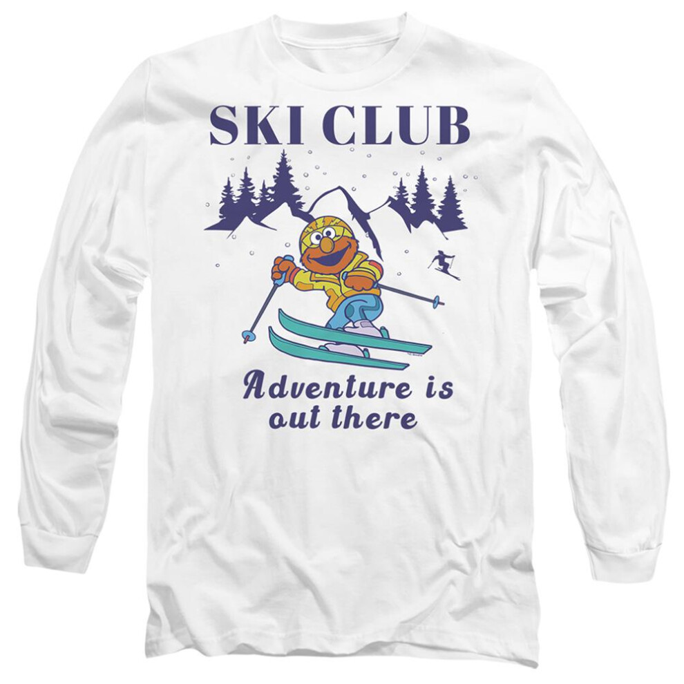 Sesame Street (Xxl, ) Unisex Adult Ski Club Adventure Elmo Long-Sleeved T-Shirt White