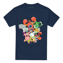 (M, Navy) SpongeBob SquarePants Unisex Adult The Whole Gang T-Shirt