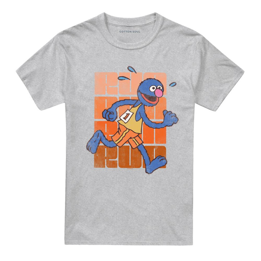Sesame Street (3Xl, Athletic Heather) Unisex Adult Run Run Grover T-Shirt