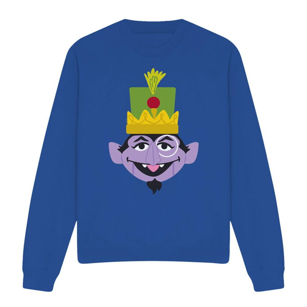 Sesame Street (M, Royal Blue) Unisex Adult Count Von Count Nutcracker Christmas Sweatshirt