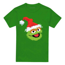 (L, Kelly Green) Sesame Street Unisex Adult Oscar The Grouch Scribble Christmas T-Shirt