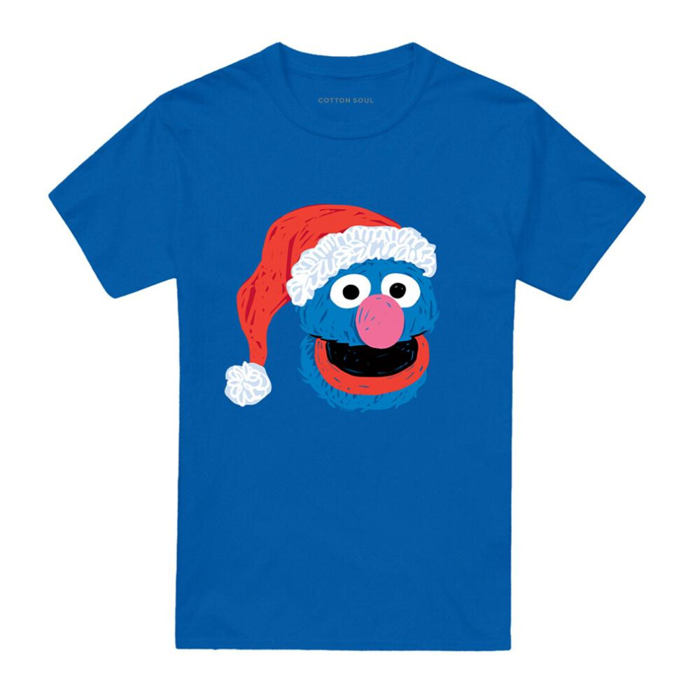 Sesame Street (3Xl, Royal Blue) Unisex Adult Grover Scribble Christmas T-Shirt