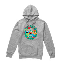 (XXL, Athletic Heather) Sesame Street Unisex Adult Happy Holidays Elves Heather Christmas Hoodie