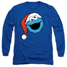 (S, Royal Blue) Sesame Street Unisex Adult Cookie Monster Long-Sleeved Christmas T-Shirt
