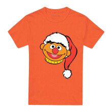 (4XL, Orange) Sesame Street Unisex Adult Ernie Santa Hat Christmas T-Shirt