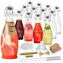 Nevlers 17 Oz Teardrop Glasflasche 12er Pack | Swing Top Flaschen mit dichtem Deckel, Pinsel, Trichter, Etiketten & Marker