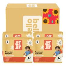 Pannolini Hello Bello, Taglia 6 (35 lbs) Flower Child, Confezione da 68 Pannolini Usa e Getta Premium