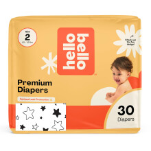 Pannolini Hello Bello, Taglia 2 (10-16 libbre) Superstars, 30 Pannolini Monouso Premium, Ipoallergenici e Morbidi