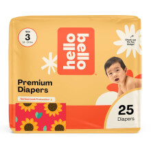 Pannolini Hello Bello, Taglia 3 (14-24 lbs) Flower Child, Confezione da 25 Pannolini Monouso Premium