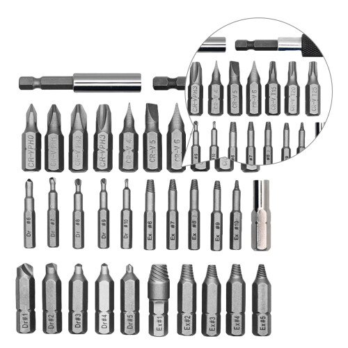 2Stk Schraubenausdreher Set 33- Schwarz Mit Bohrer Und Adapter 1
