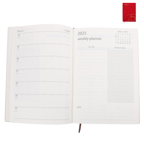 5Stk Roter PU Academic Planner Organizer Büro Notizbuch Zeitplaner 1