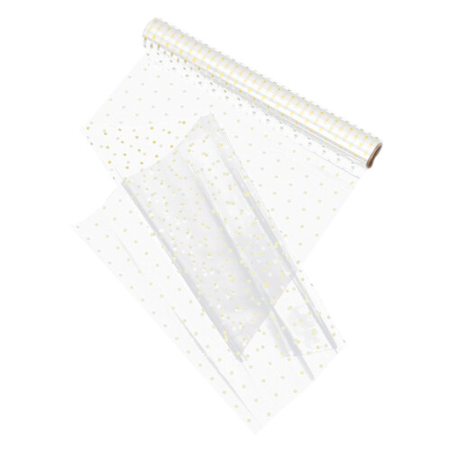 4Rouleaux Film Fleurs Or Transparent Opp Pour