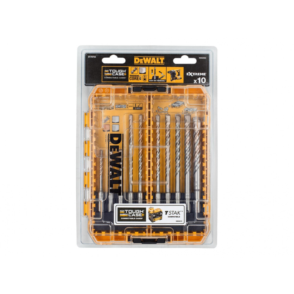 - Dewalt Power Tools Sds Plus Extreme 2 Drill Bit Set10 Piece Multi Colour (One Size) - Image 2