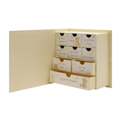Celebrations Button Corner Paperwrap Book Keepsake Box with Drawers 2