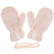 4Paare Beige Cartoon Winterhandschuhe Kinder Plüsch Gefüttert Warm