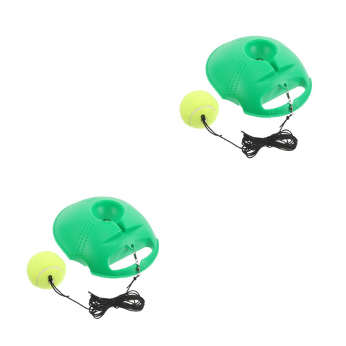 2Sets Single Player Tennis Trainer with Durable Base and Rebound Ball 2