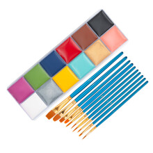 1Set Safe Makeup Paints 18 Colors Body and Face Paint Kit with Brush