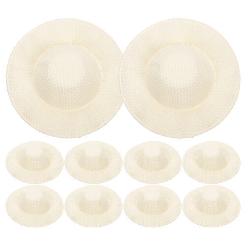 60Pcs Woven Mini Doll Hats Beige Small Craft Decorations