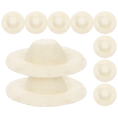 60Pcs Woven Mini Doll Hats Beige Small Craft Decorations 2